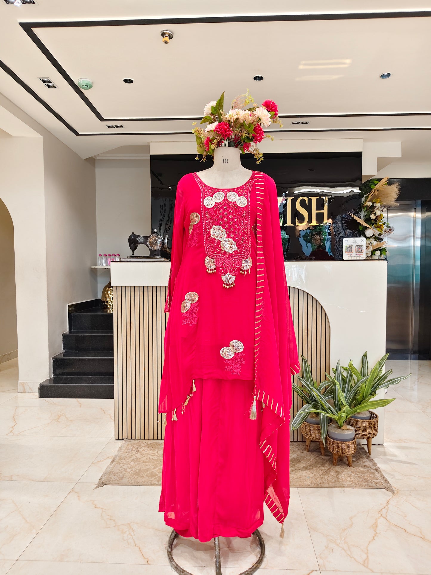 Red Georgette Sharara Set