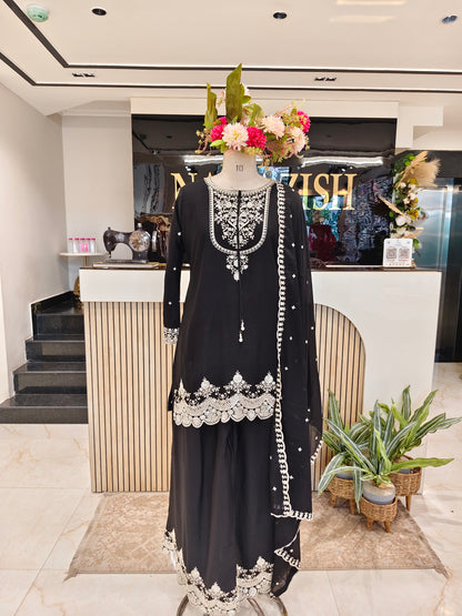 Black Georgette Sharara Set