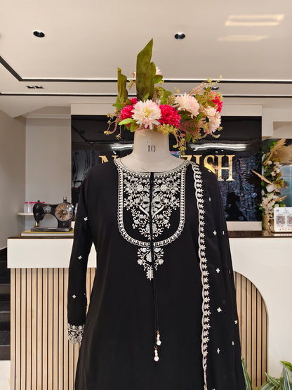 Black Georgette Sharara Set