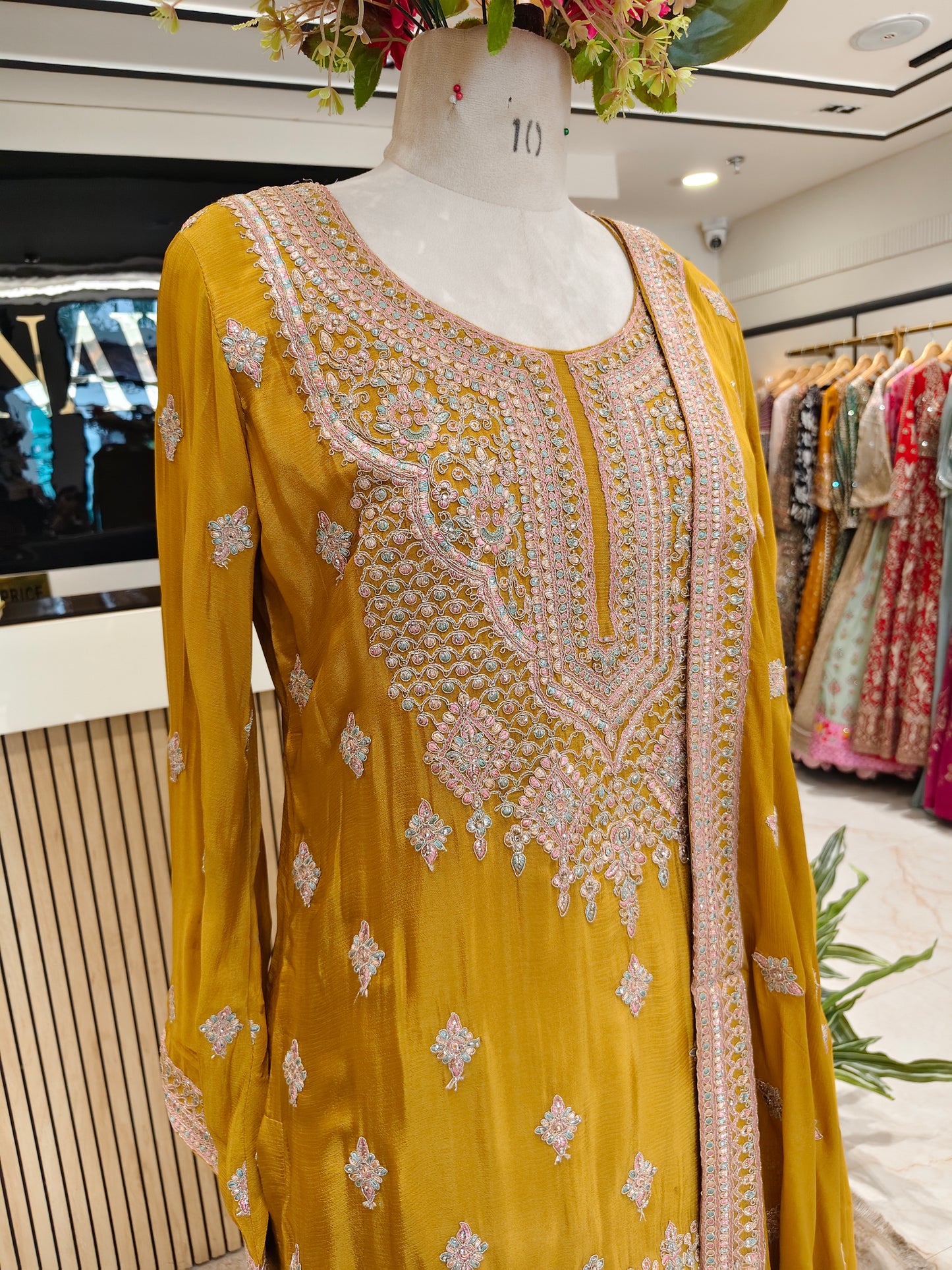 Mustard Chinon Sharara Set