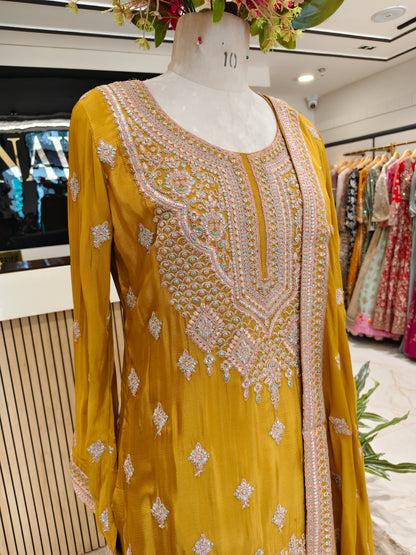 Mustard Chinon Sharara Set