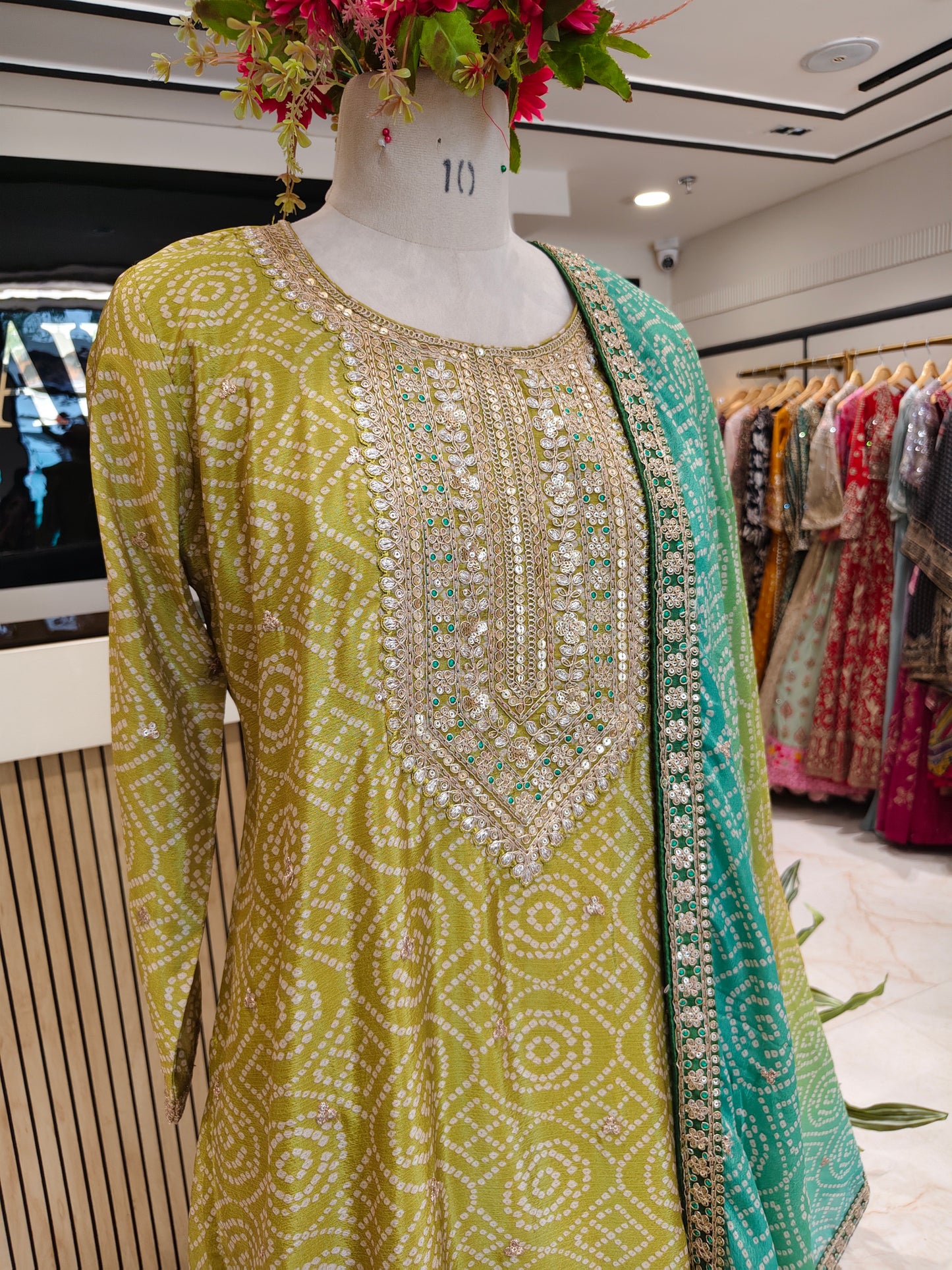 Green Ombre Chiffon Sharara Set