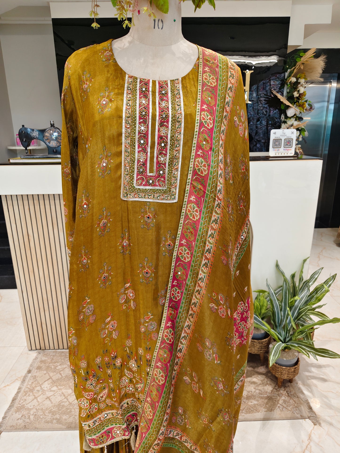 Mustard Tissue Sharara Set