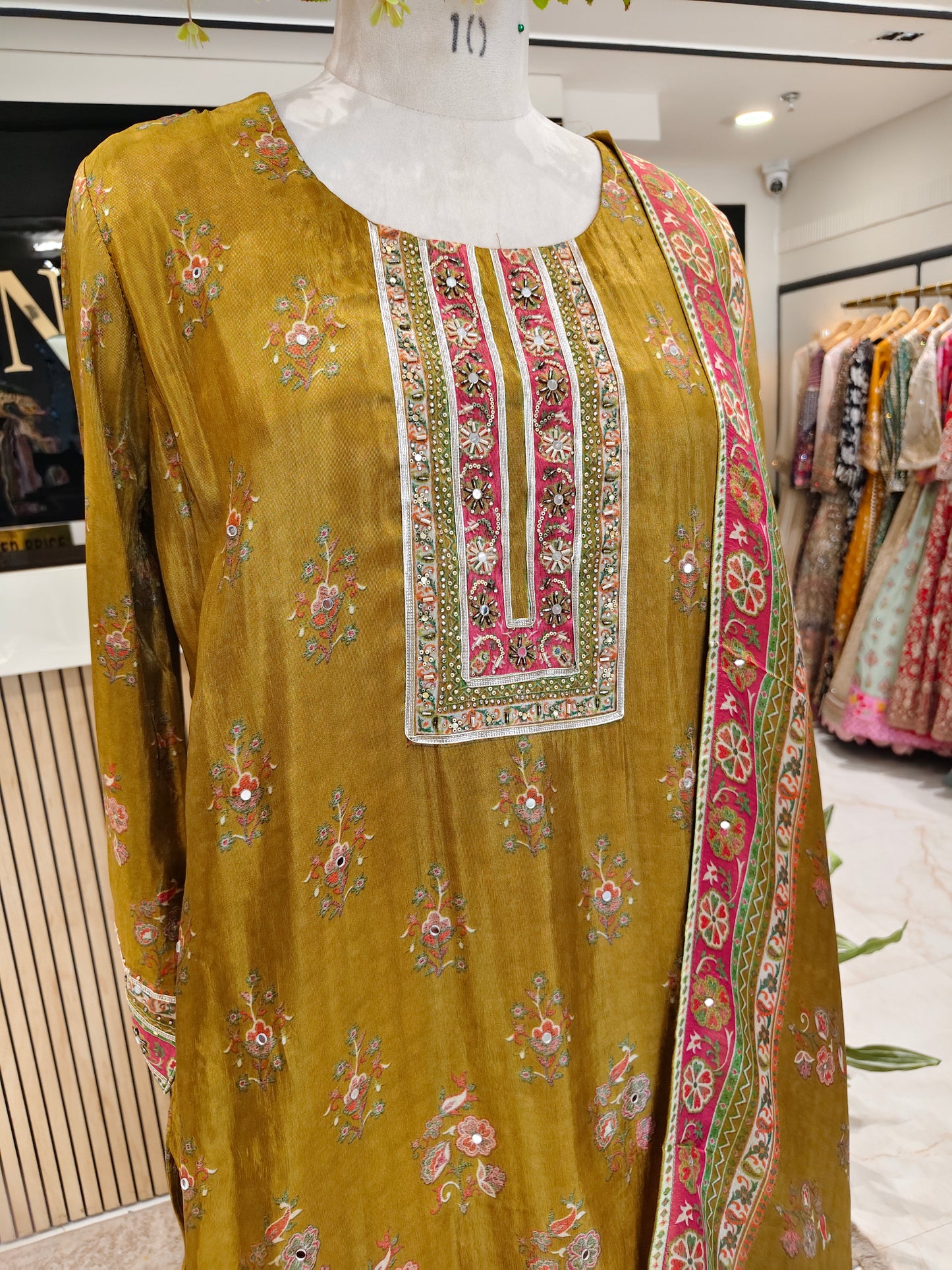 Mustard Tissue Sharara Set