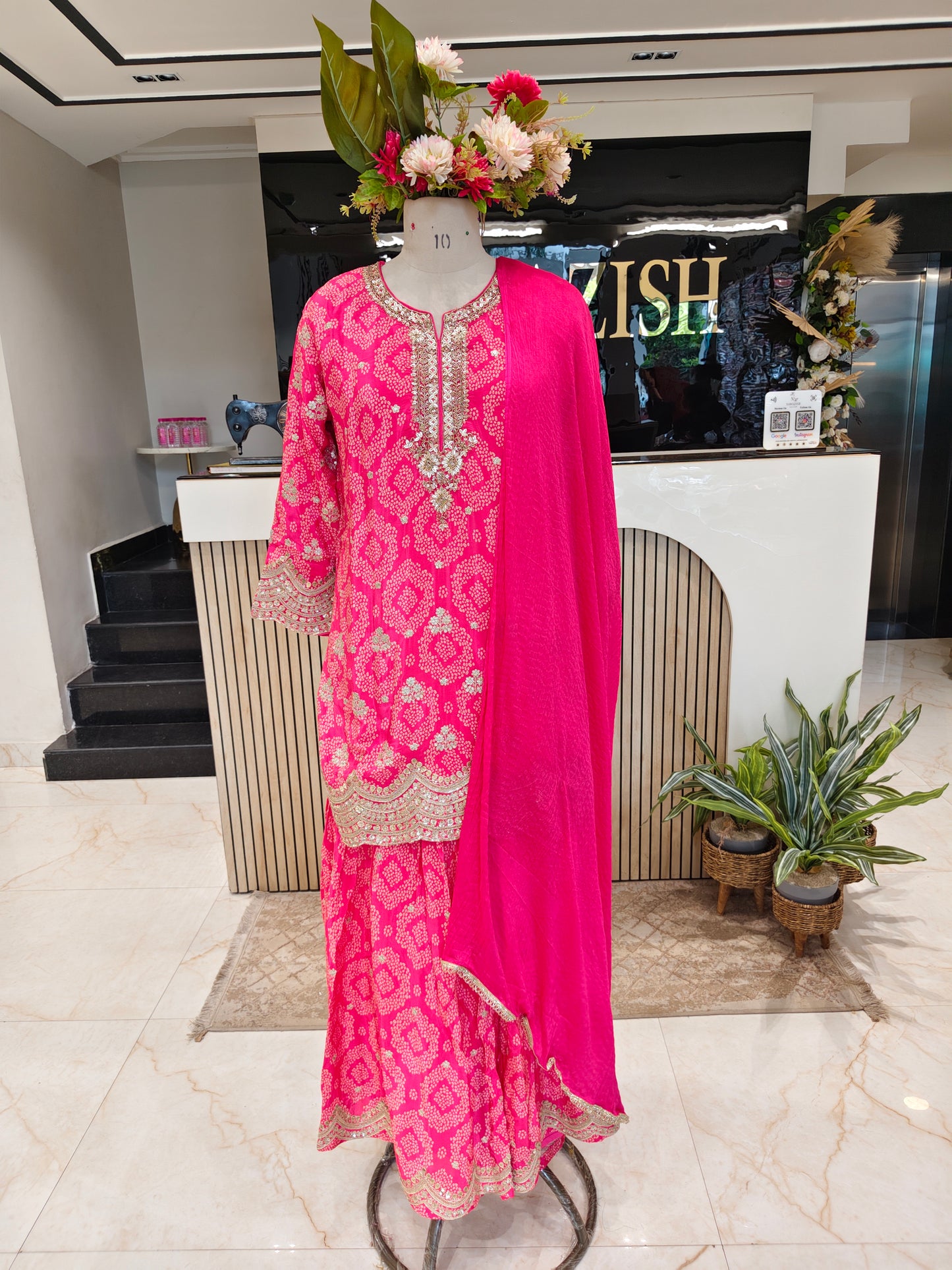 Pink Crepe Sharara Set