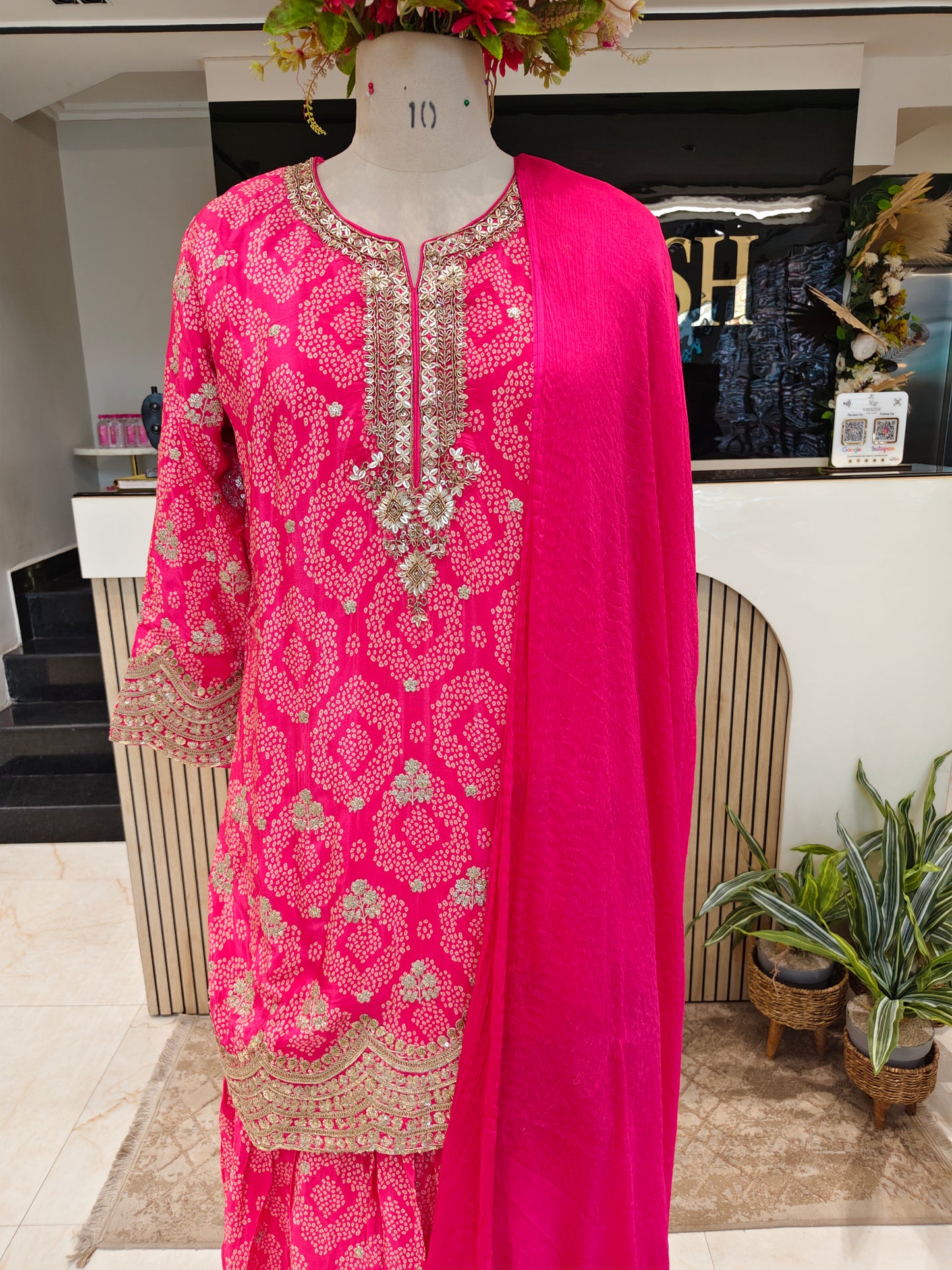 Pink Crepe Sharara Set