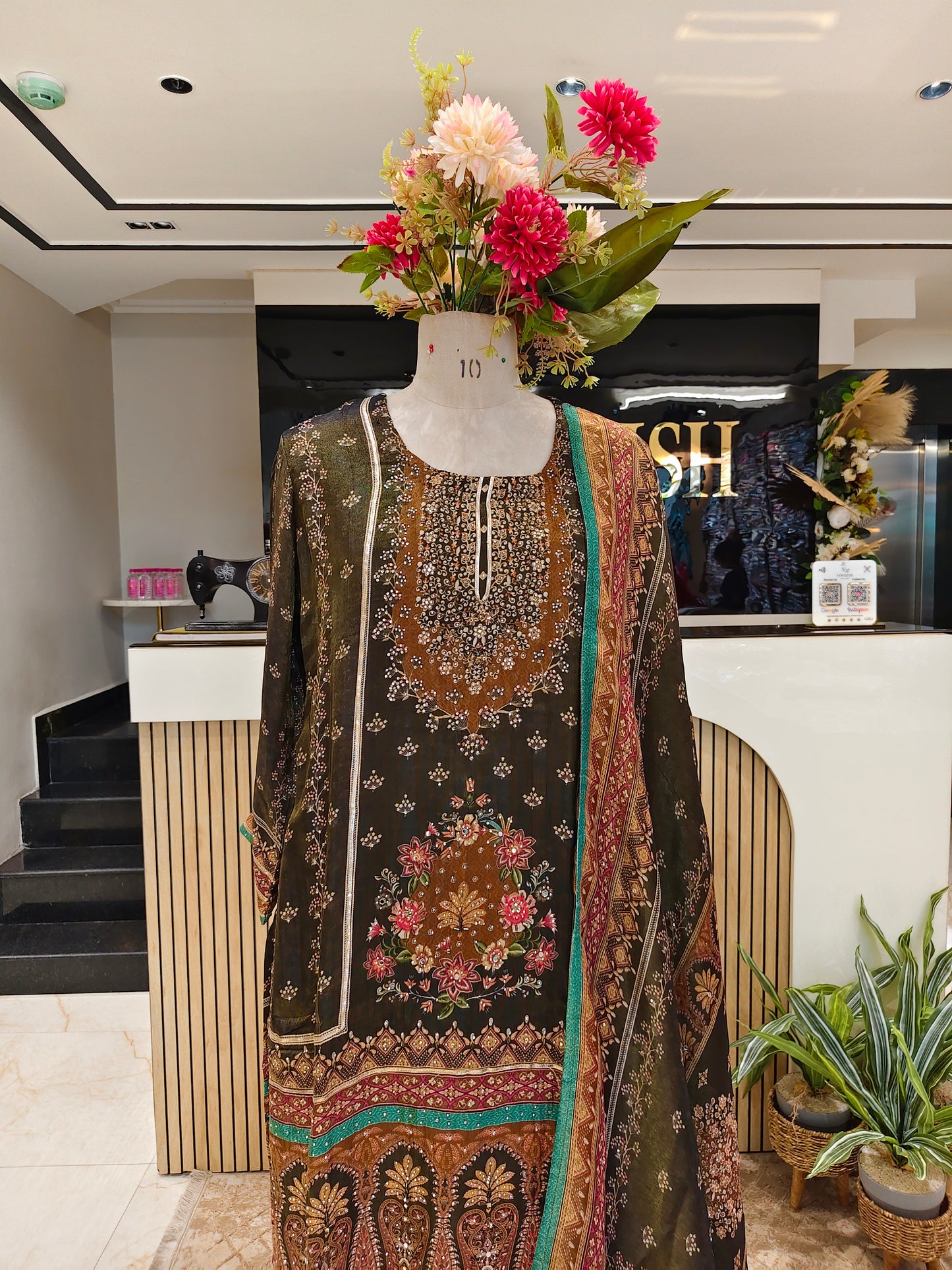 Mehndi Green Tissue Sharara Set