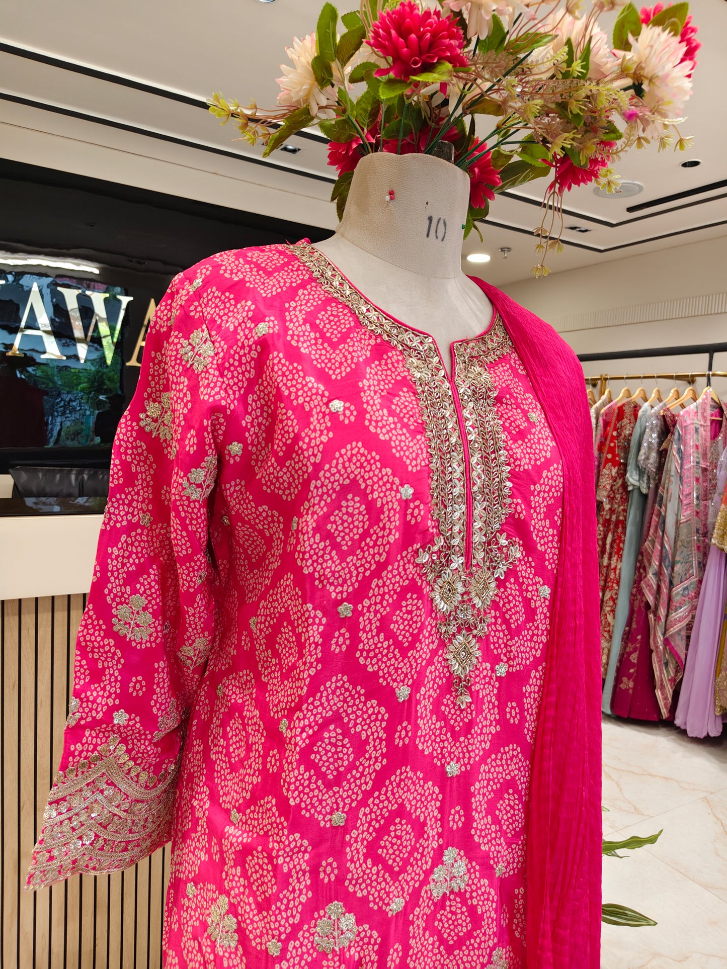 Pink Crepe Sharara Set