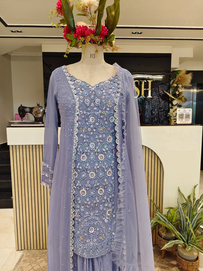 Blue Georgette Garara Set