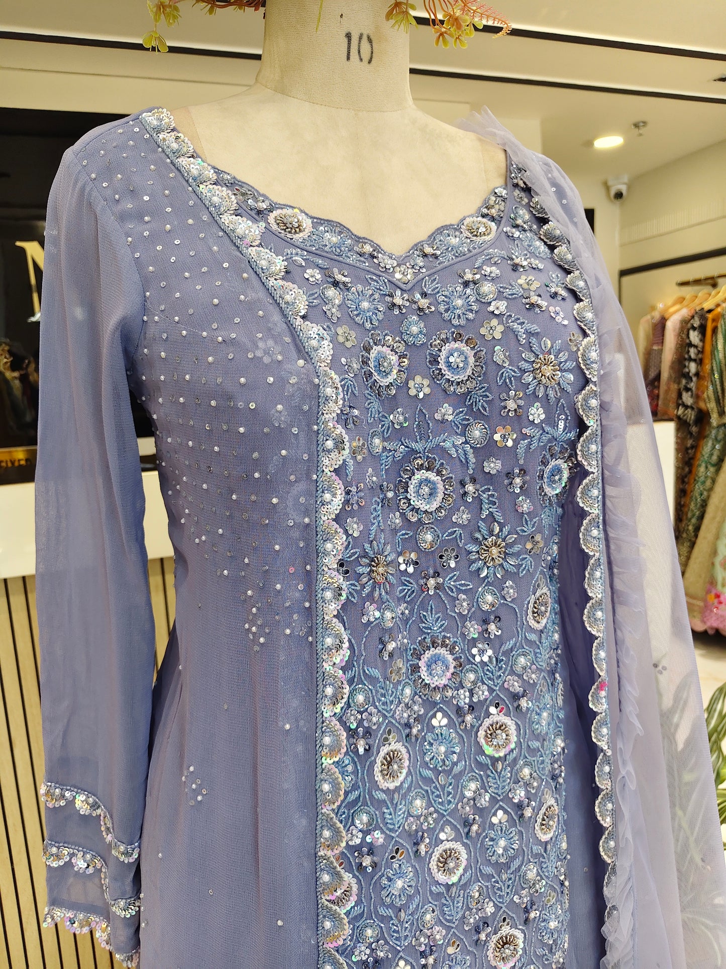 Blue Georgette Garara Set