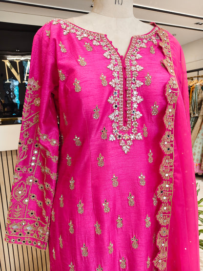 Pink Dola Silk Sharara Set