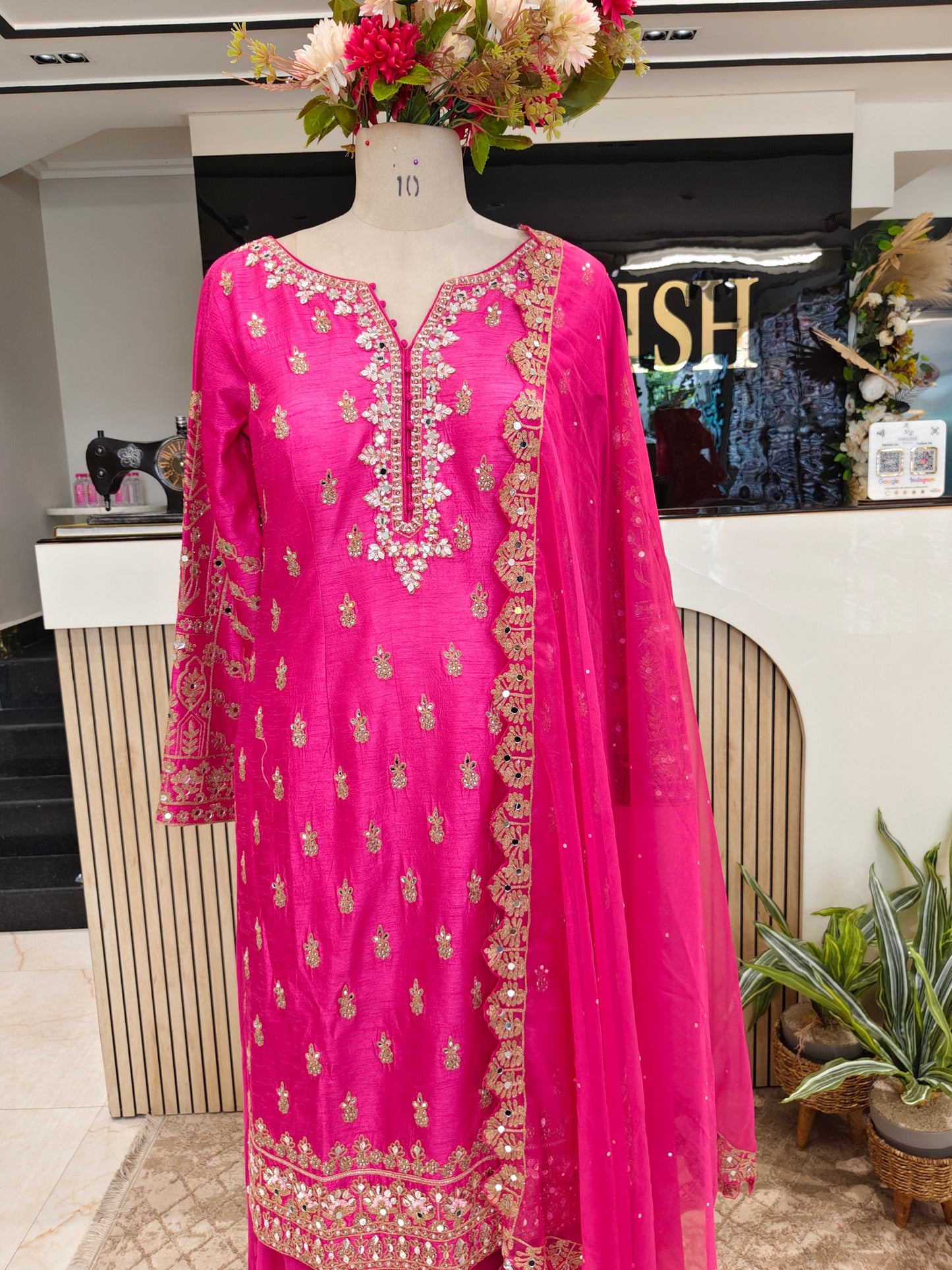 Pink Dola Silk Sharara Set