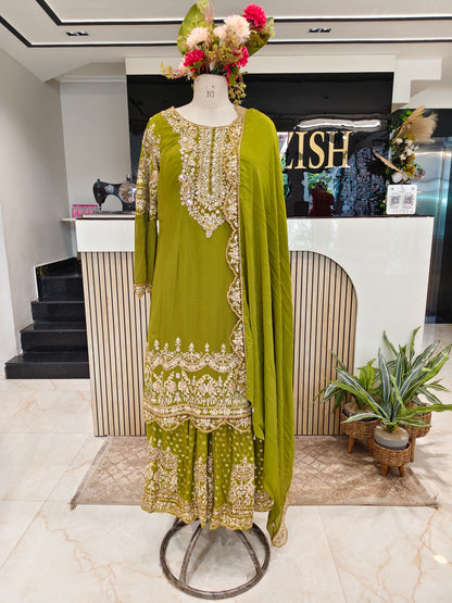 Mehndi Green Georgette Sharara Set
