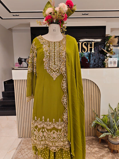 Mehndi Green Georgette Sharara Set