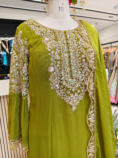 Mehndi Green Georgette Sharara Set