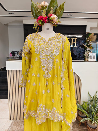 Lemon Chiffon Sharara Set