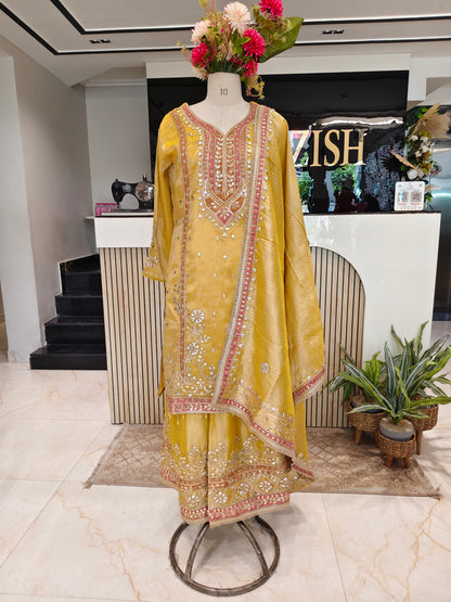 Lemon Tissue Sharara Set