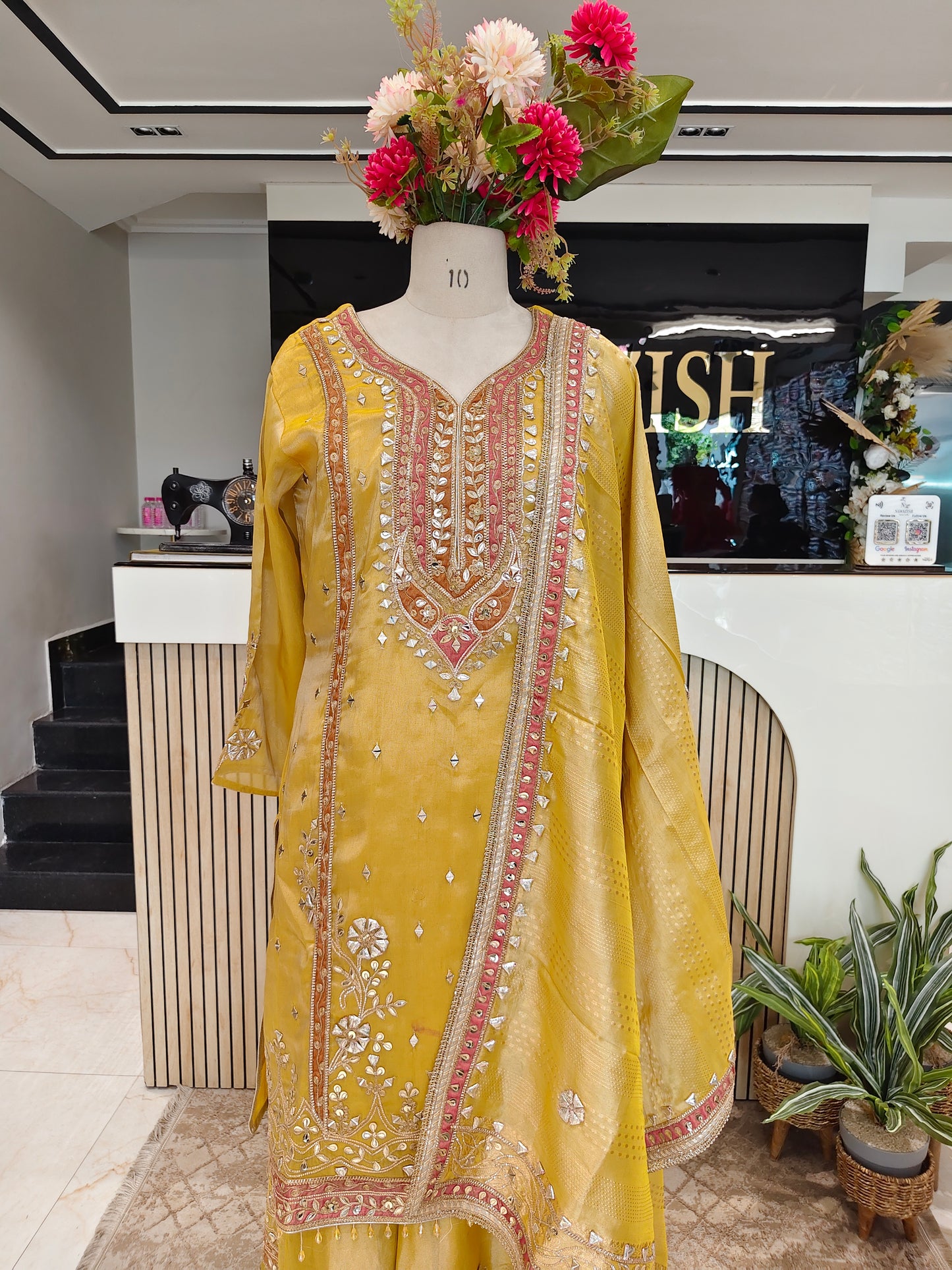 Lemon Tissue Sharara Set