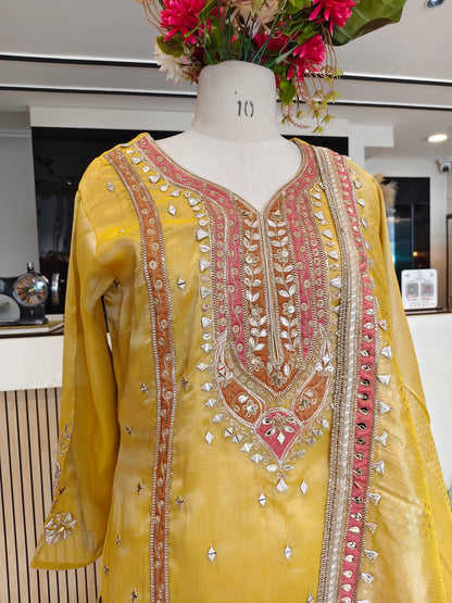 Lemon Tissue Sharara Set