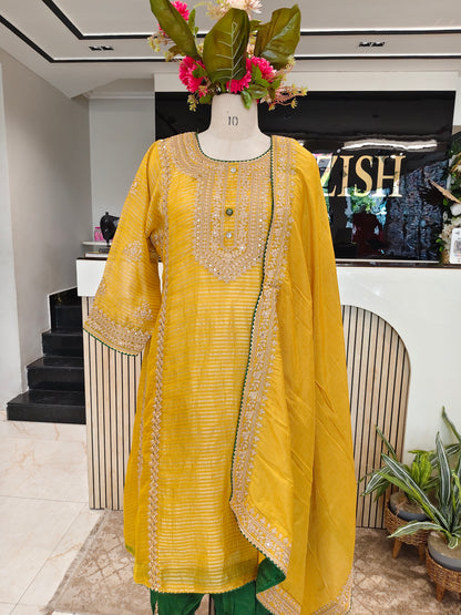 Mustard & Bottle Green Farshi Salwar Set
