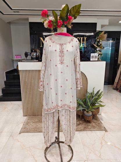 Cream Tissue Garara Set