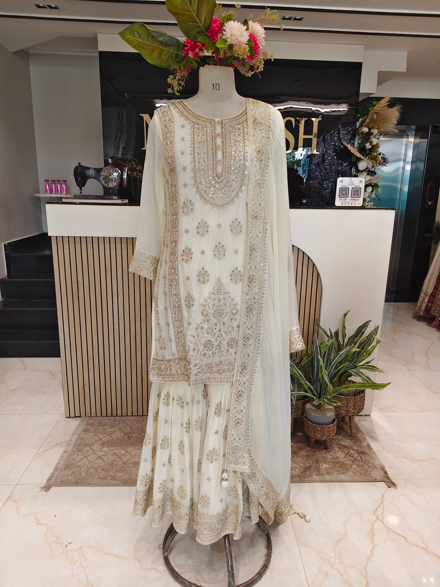 Cream Chinon Garara Set