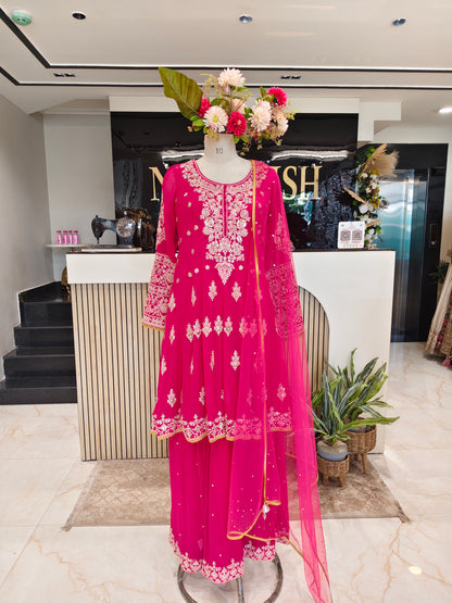 Hot Pink Georgette Garara Set