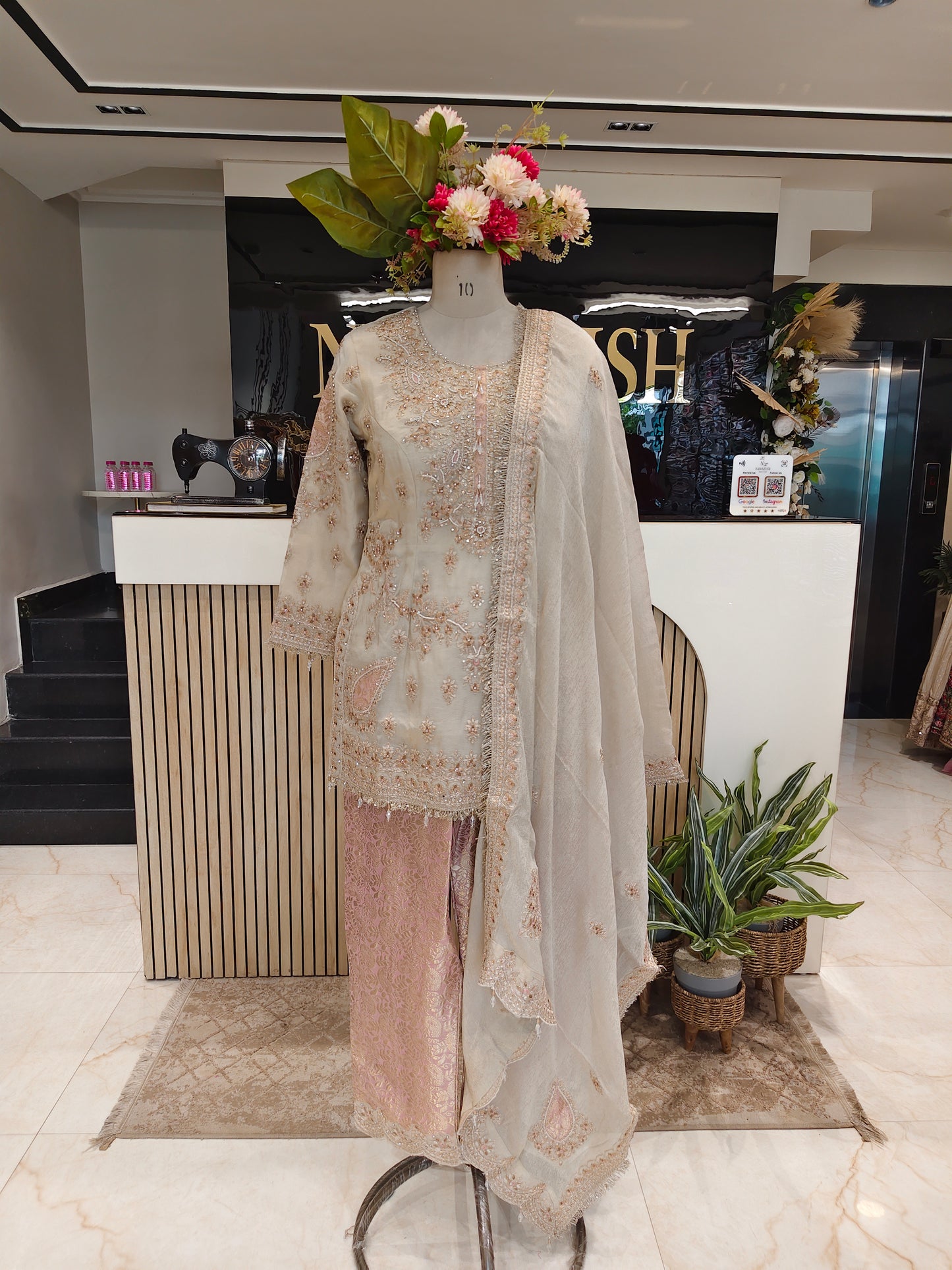 Golden & Pink Kurta Farshi Salwar Set