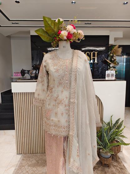 Golden & Pink Kurta Farshi Salwar Set