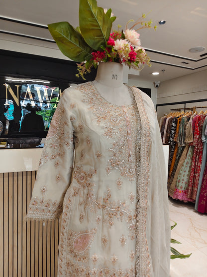 Golden & Pink Kurta Farshi Salwar Set