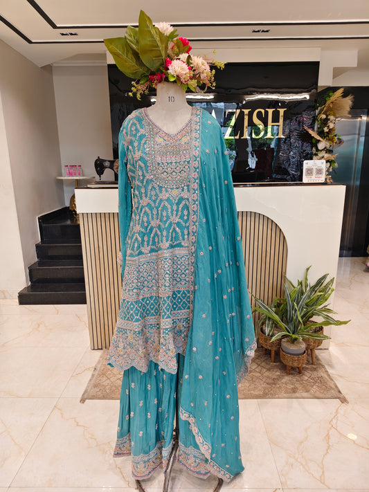 Sea Green Chinon Garara Set