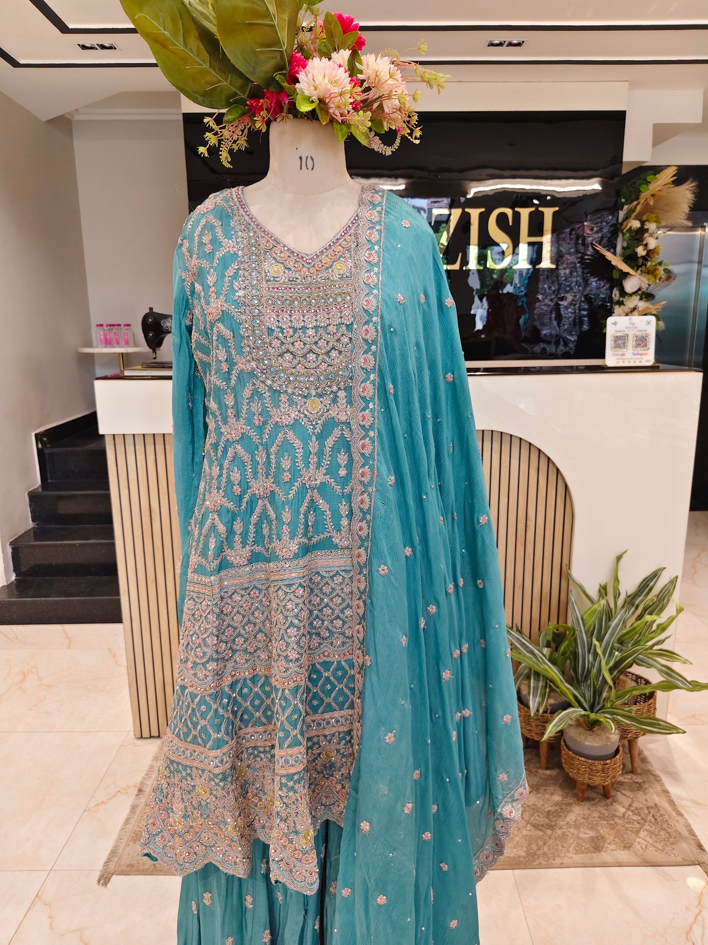 Sea Green Chinon Garara Set