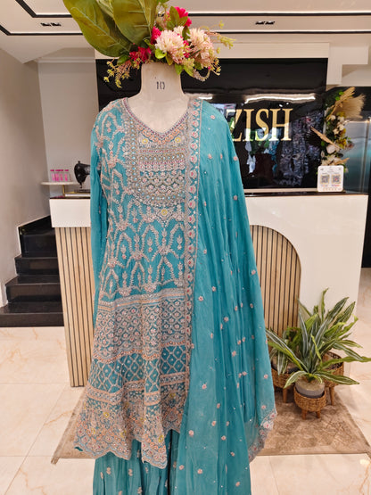 Sea Green Chinon Garara Set