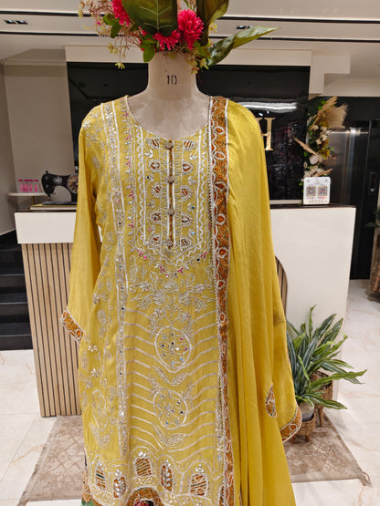 Lemon Tissue Sharara Set
