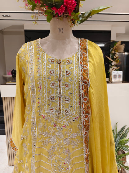 Lemon Tissue Sharara Set