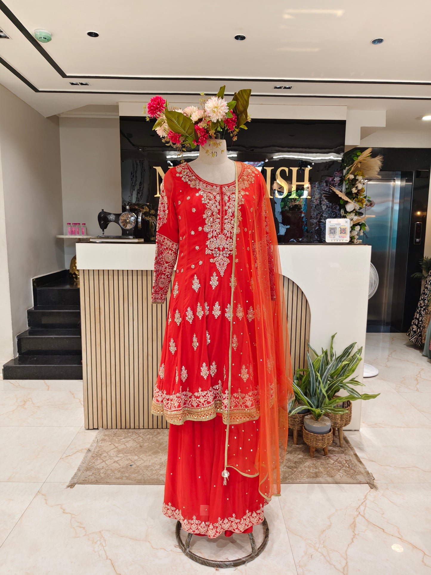 Rust Orange Georgette Garara Set