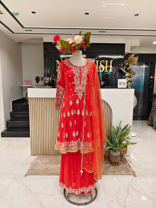Rust Orange Georgette Garara Set
