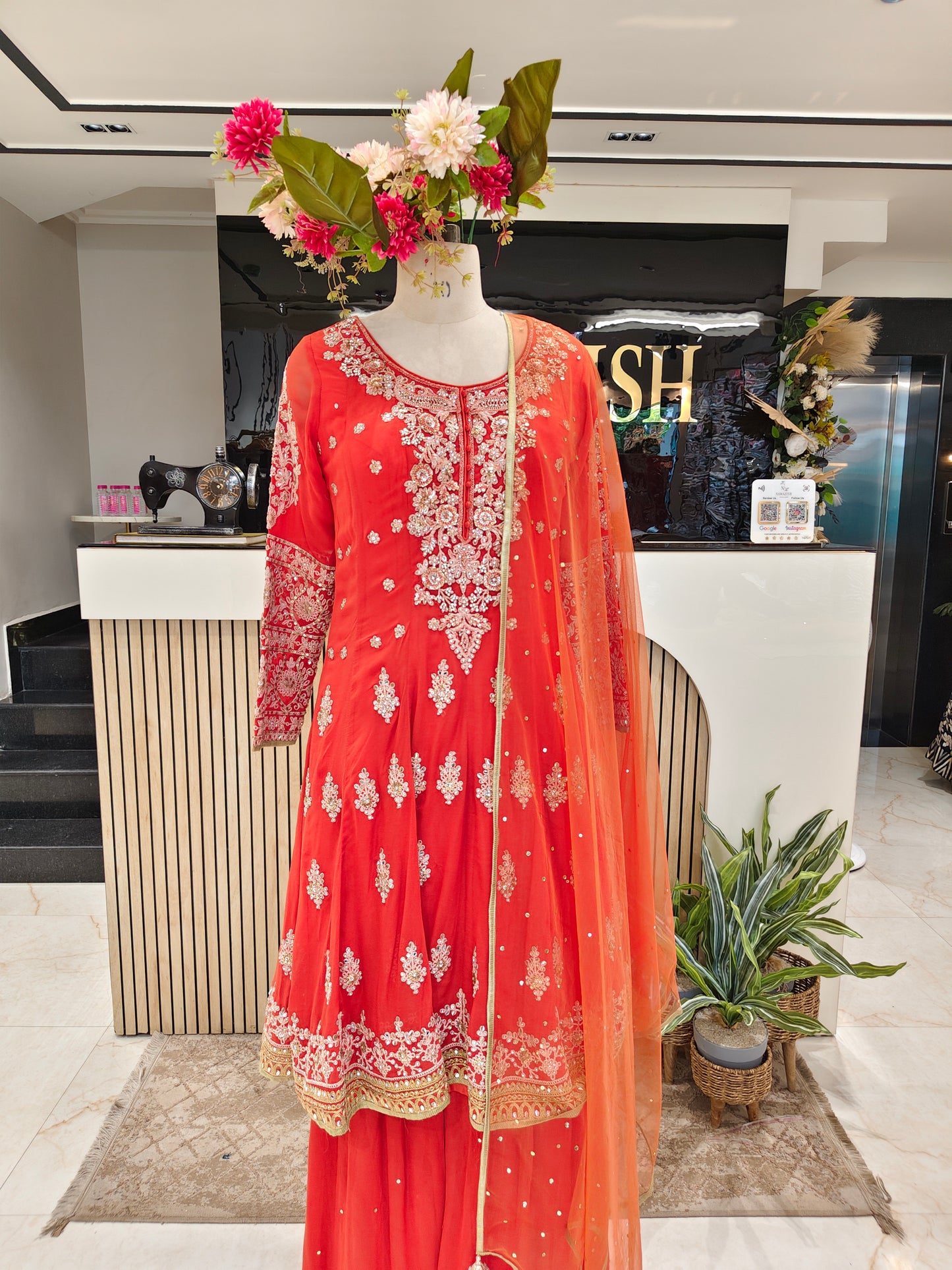 Rust Orange Georgette Garara Set