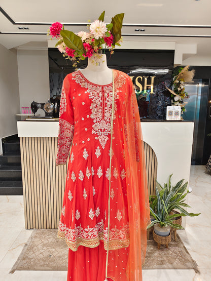 Rust Orange Georgette Garara Set