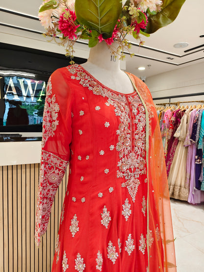 Rust Orange Georgette Garara Set
