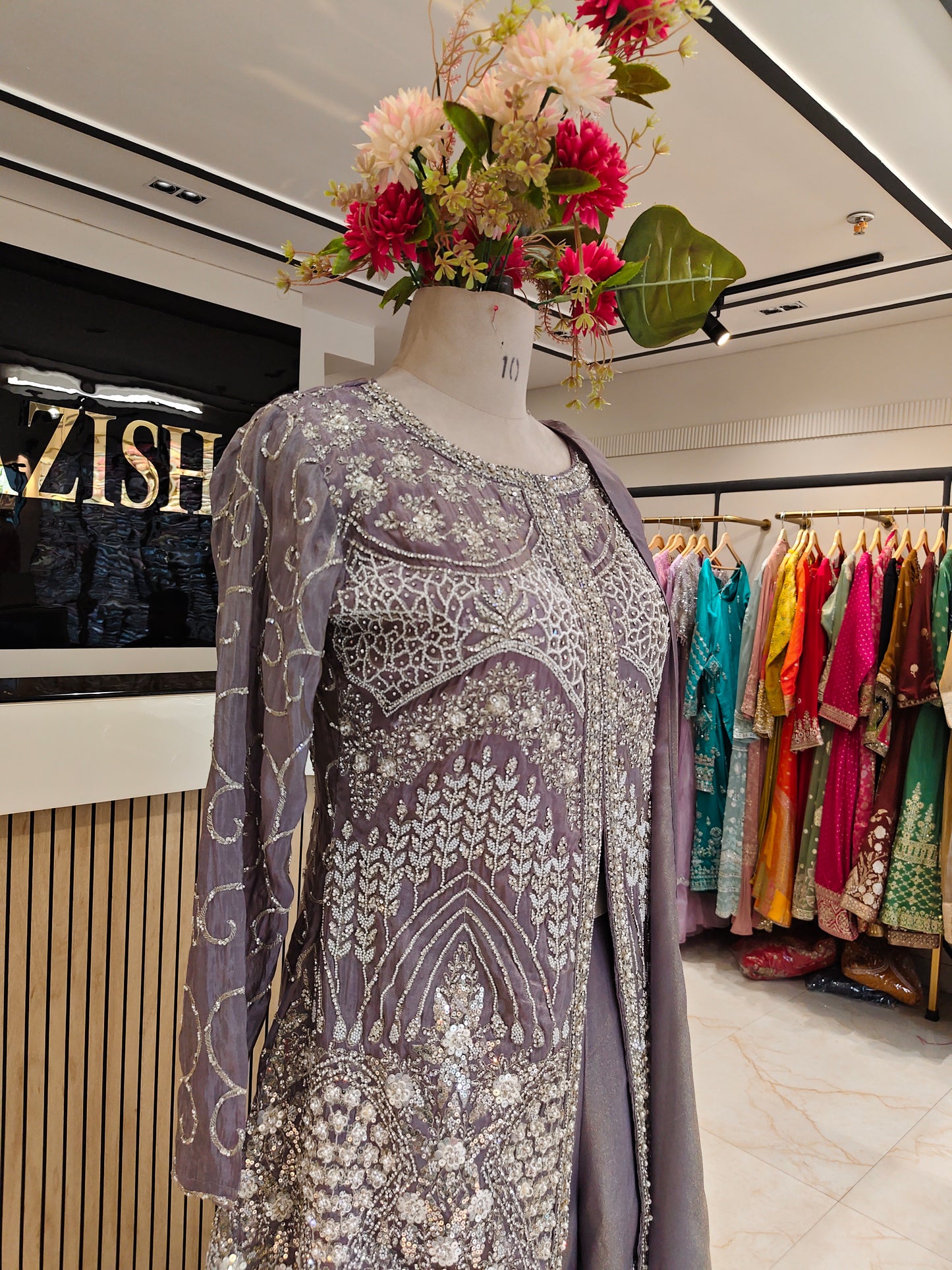 Lavender Tissue Peplum Sharara Set