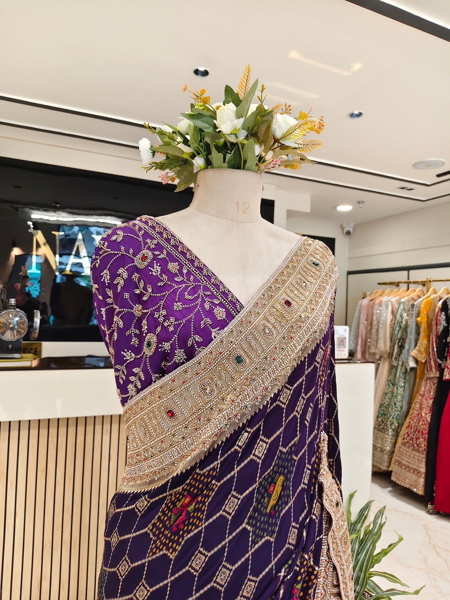 Purple Handwork Georgette Saree