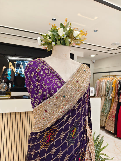 Purple Handwork Georgette Saree