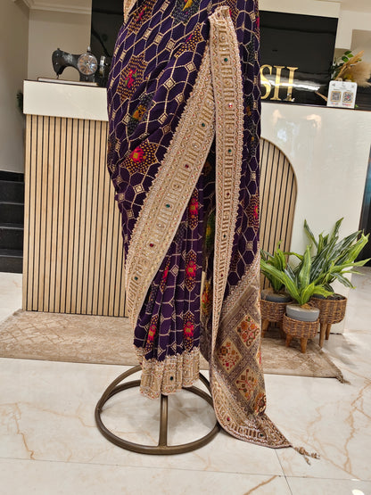Purple Handwork Georgette Saree