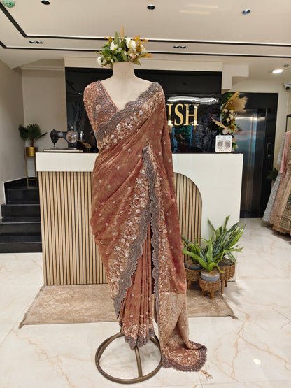 Maroon Tissue Saree