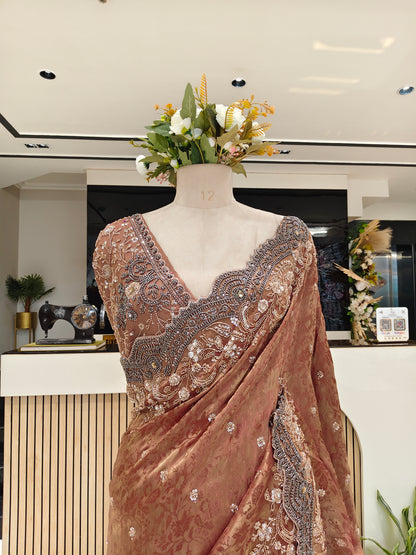 Maroon Tissue Saree