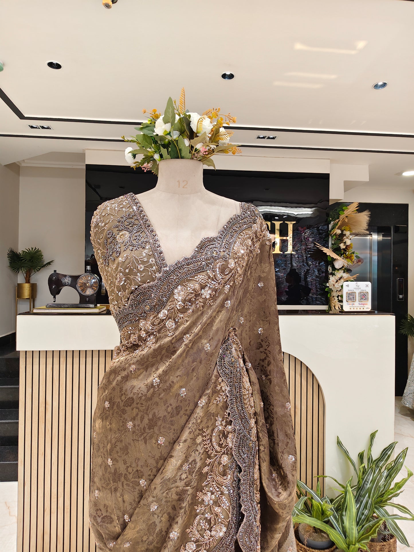 Rose Gold Tissue Saree