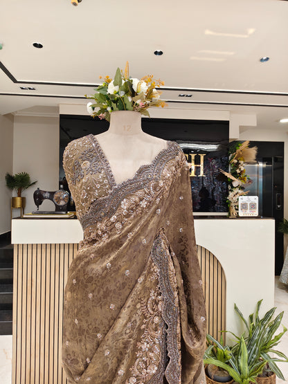 Rose Gold Tissue Saree