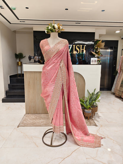 Baby Pink Tissue Saree