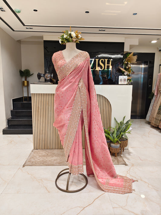 Baby Pink Tissue Saree